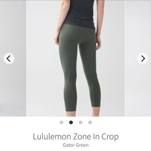Lululemon Gator Green High-Wasted Zone in Crop